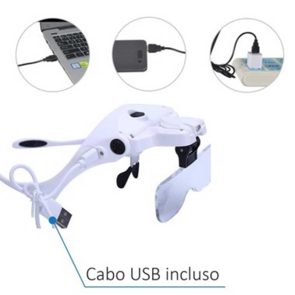 Lupa Cabeça Ajustável 2 LEDs Recarregável 5 Lentes Lorben - 7