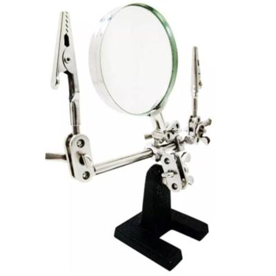 Lupa De Bancada Com Pinça Garras Suporte P/ Ferro De Solda