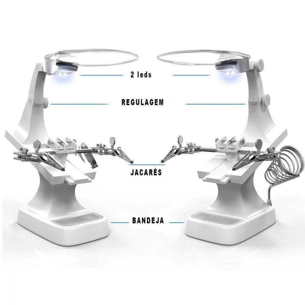 Lupa De Mesa Com Garras E Iluminação Led Usb Gt317w - 4