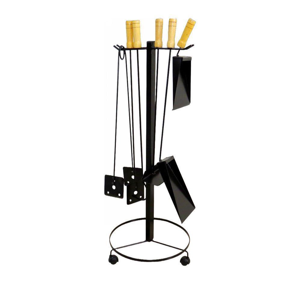 Suporte E Kit Lareira E Fogão A Lenha Aço Carbono 80X35Cm - 1