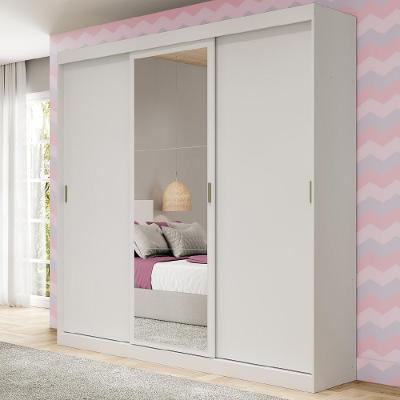 Guarda Roupa Infantil Solteiro Fenix 3 Portas de Correr 4 Gavetas Branco Móveis Carraro