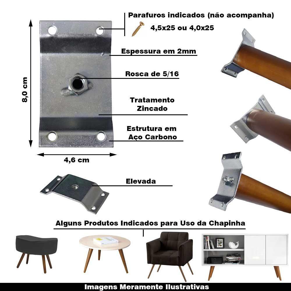 Kit 2 Chapinhas Elevada Fixação Pés Palito Rosca 5 16 - 6