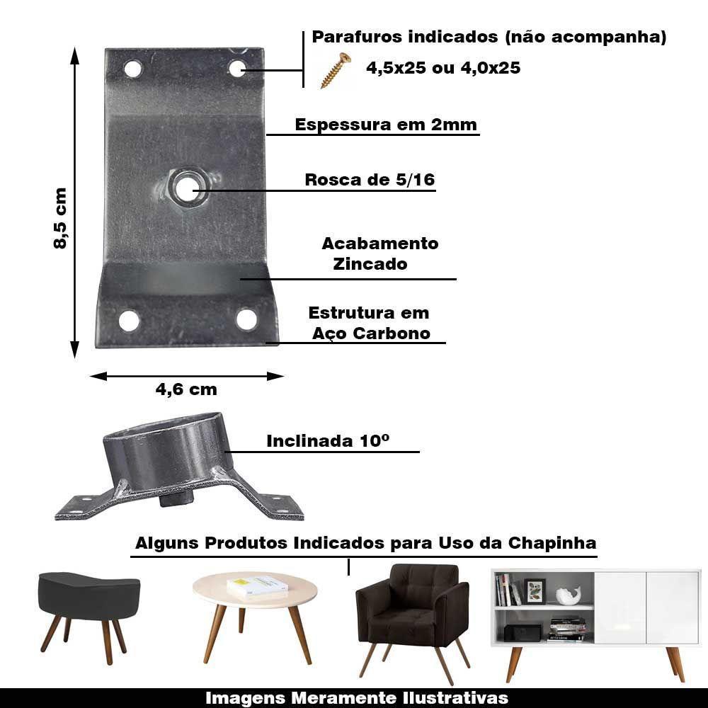 Chapinha Chapa Inclinada 10º Com Tubo Fixação Zincada - 4