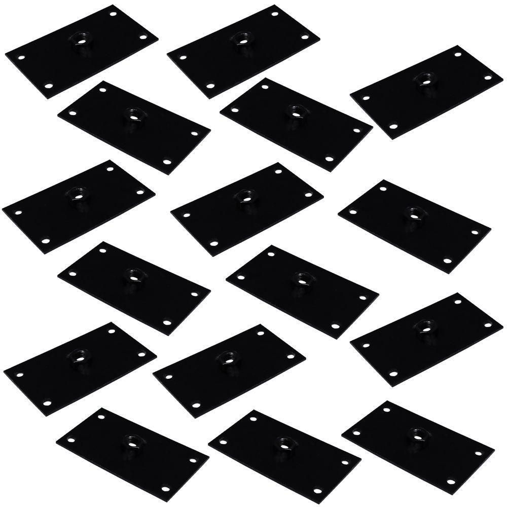 Kit 16 Chapinhas Reta Fixação Pés Palito Rosca 5/16 Preto - 1