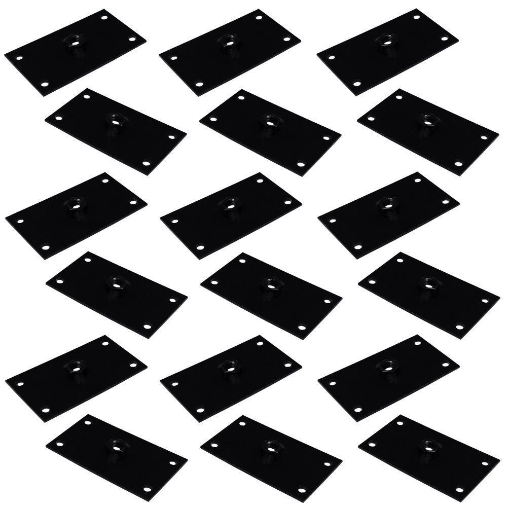 Kit 18 Chapinhas Reta Fixação Pés Palito Rosca 5/16 Preto - 1