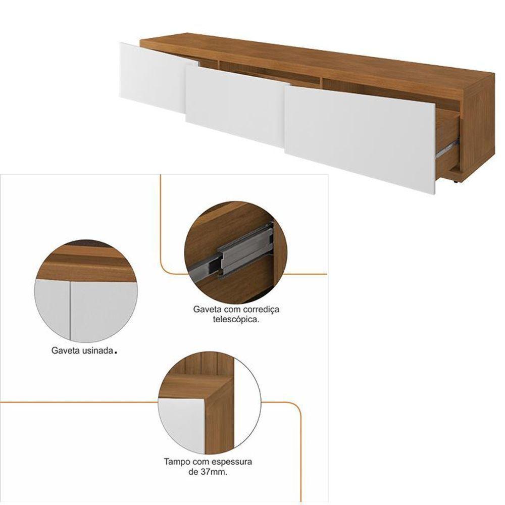 Rack Para Sala Tv Eros 180 Com 2 Portas E 1 Gaveta Cedro/branco Cedro/branco - 2