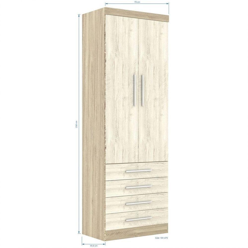 Guarda Roupa Modulado 2 Portas 4 Gavetas 191 Master Avelã Rústico/Ártico Rústico - Eucamóveis - 2