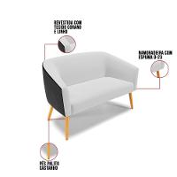 Kit 1 Namoradeira E 2 Poltronas Preto Com Cinza A05 Madeira - 5