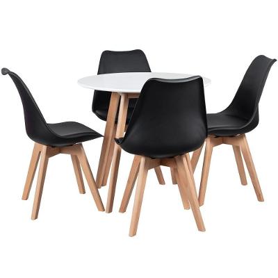 Mesa 80cm Branco + 4 Cadeiras Preto