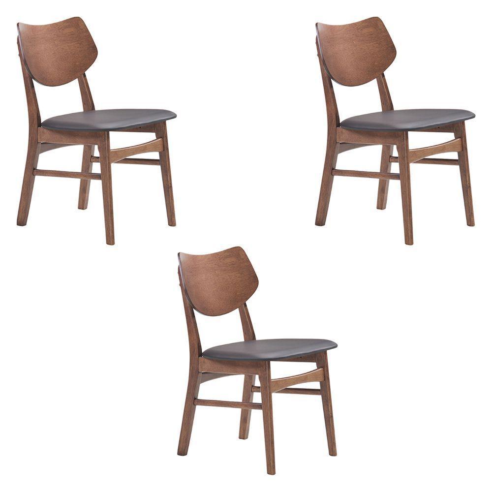 Kit 3 Cadeiras Decorativas Sala e Escritório Madeira Preto - 1