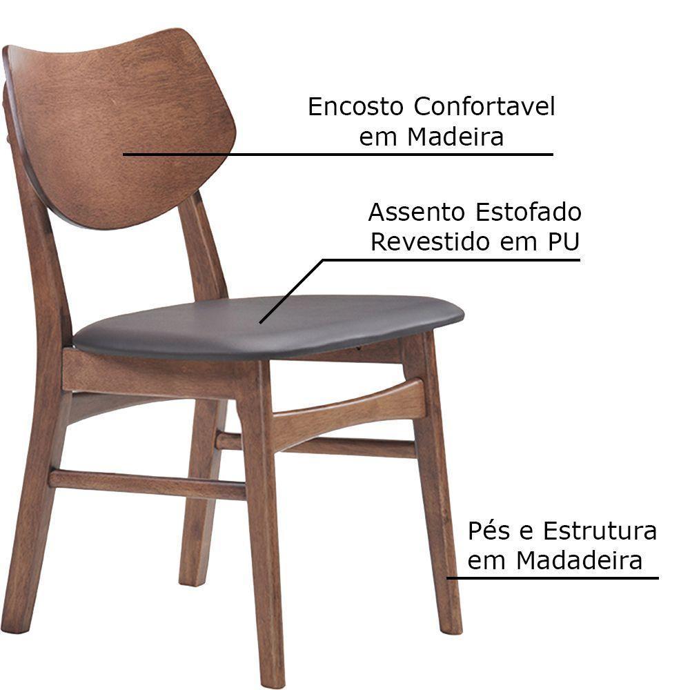 Kit 3 Cadeiras Decorativas Sala e Escritório Madeira Preto - 4