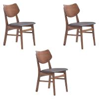 Kit 3 Cadeiras Decorativas Sala e Escritório Madeira Preto - 1