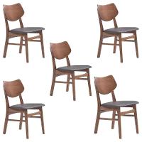 Kit 5 Cadeiras Decorativas Sala e Escritório Madeira Preto - 1