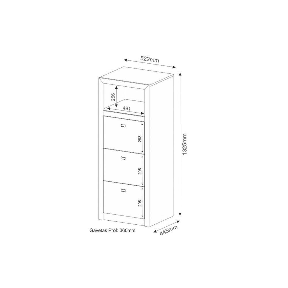 Arquivo de Escritório ME4118 c/ 3 Gavetas e 1 Nicho Amêndoa - Tecno Mobili - 3