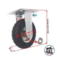 Rodizio Fixo Pneu 6X2 Pneumático Aro C/Rolamento 4 Lonas - 3