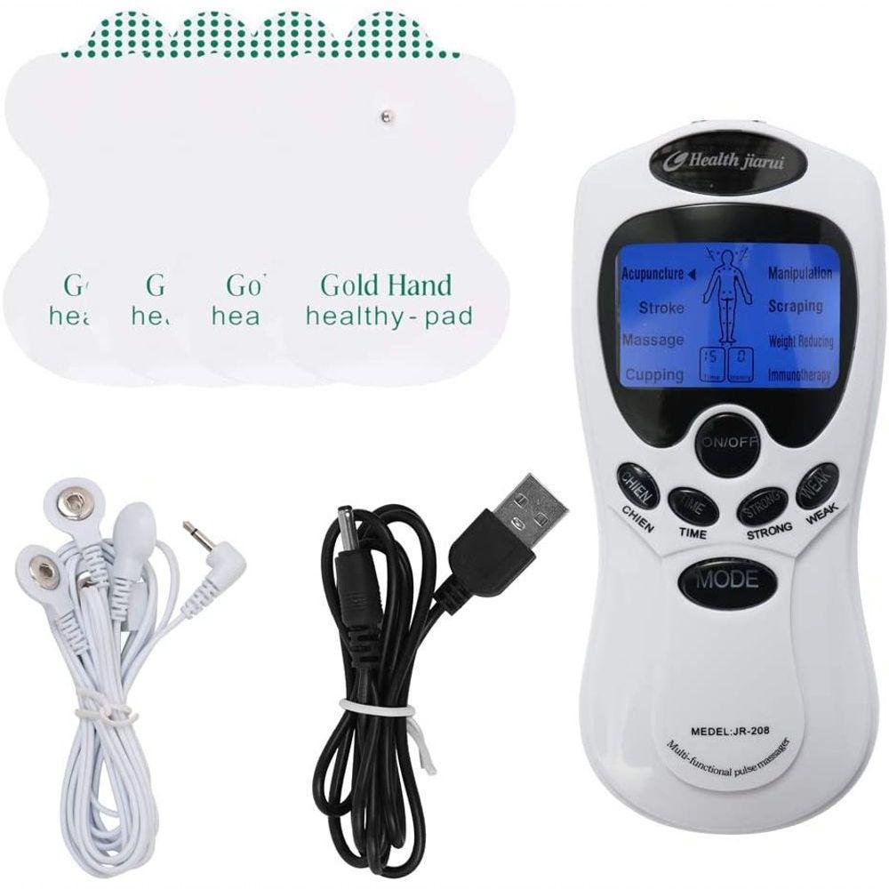 Massageador Eletrico Digital Para Dores E Tensao Muscular Acupuntura Lcd Com 4 Eletrodos Cx - 1