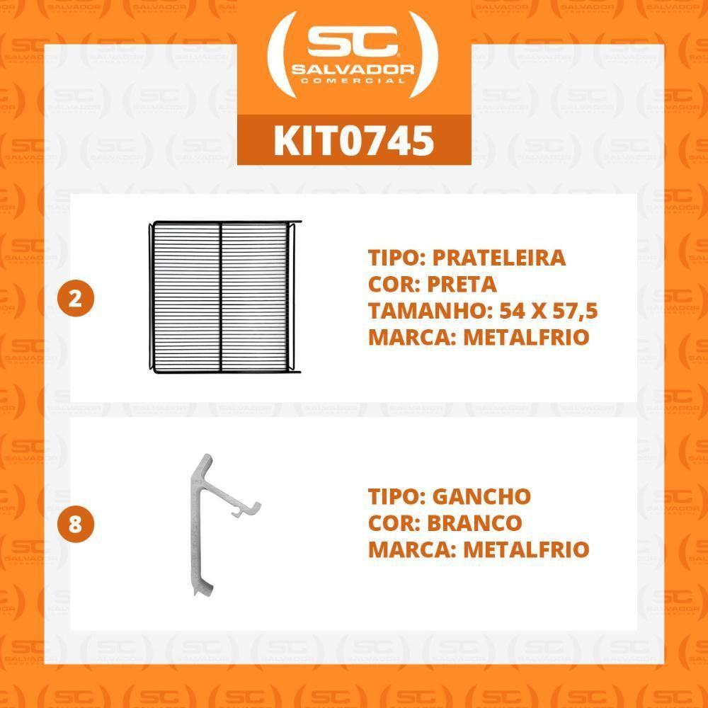 Kit - 2 Prateleiras Preta Visa Vn50 Vb52 Vf50 + 8 Ganchos Suporte - Metalfrio - 4
