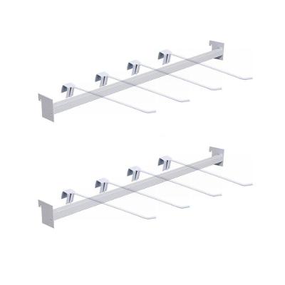 Kit - 2 Réguas Para Gôndola Ponta 73cm + 8 Ganchos Simples Branco - Sa Gondolas