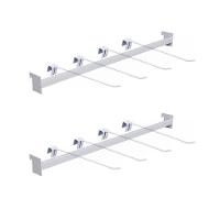 Kit - 2 Réguas Para Gôndola Ponta 73cm + 8 Ganchos Simples Branco - Sa Gondolas - 1