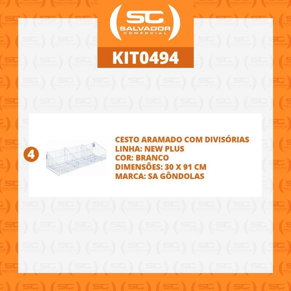 Kit - 4 Cestos Com Divisórias Branco New Plus - Sa Gondolas - 2