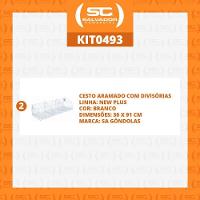 Kit - 2 Cestos Com Divisórias 91x30 Branco New Plus - Sa Gôndolas - 2