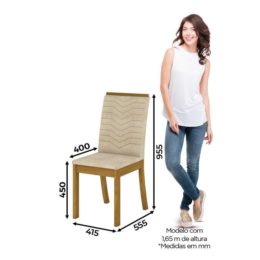 Conjunto Sala De Jantar Tampo Mdf Canto Reto 120 Cm 4 Cadeiras Melanie Henn Off White Com Nature E Linho - 9