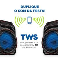 Caixa Amplificada Mondial Cm-150 Com Bluetooth, Usb, Rádio Fm E Função Tws - 150w Preto Bivolt - 7