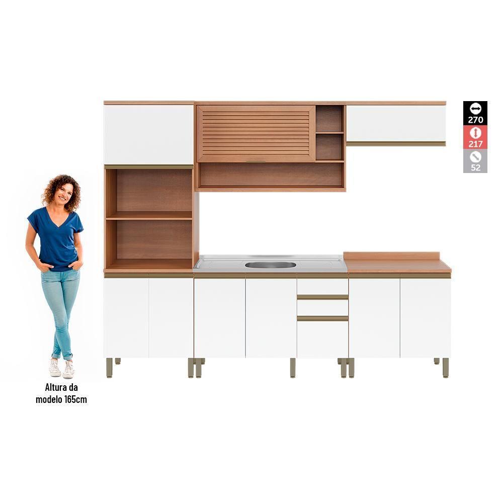 Cozinha Completa Thela Bárbara Torre Quente E Balcão P/ Pia Freijó/branco - 8