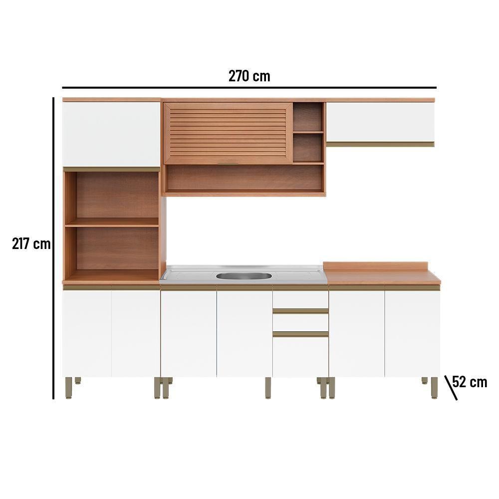 Cozinha Completa Thela Bárbara Torre Quente E Balcão P/ Pia Freijó/branco - 9