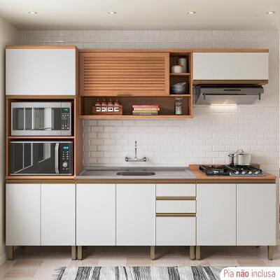 Cozinha Completa Bárbara 9 Portas 3 Gavetas MDF 270cm Branco e Freijó
