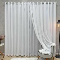 Cortina Nuance Microfibra Gaze Linho 2,00x1,70m Sala Quarto Varão 2m - Branco - 1