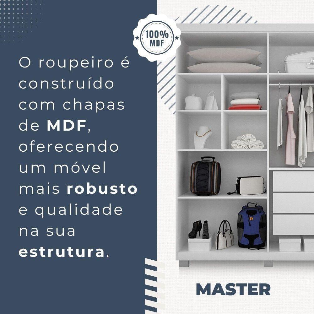 Guarda Roupa Master 4 Portas 3 Gavetas Benetil Branco - 2