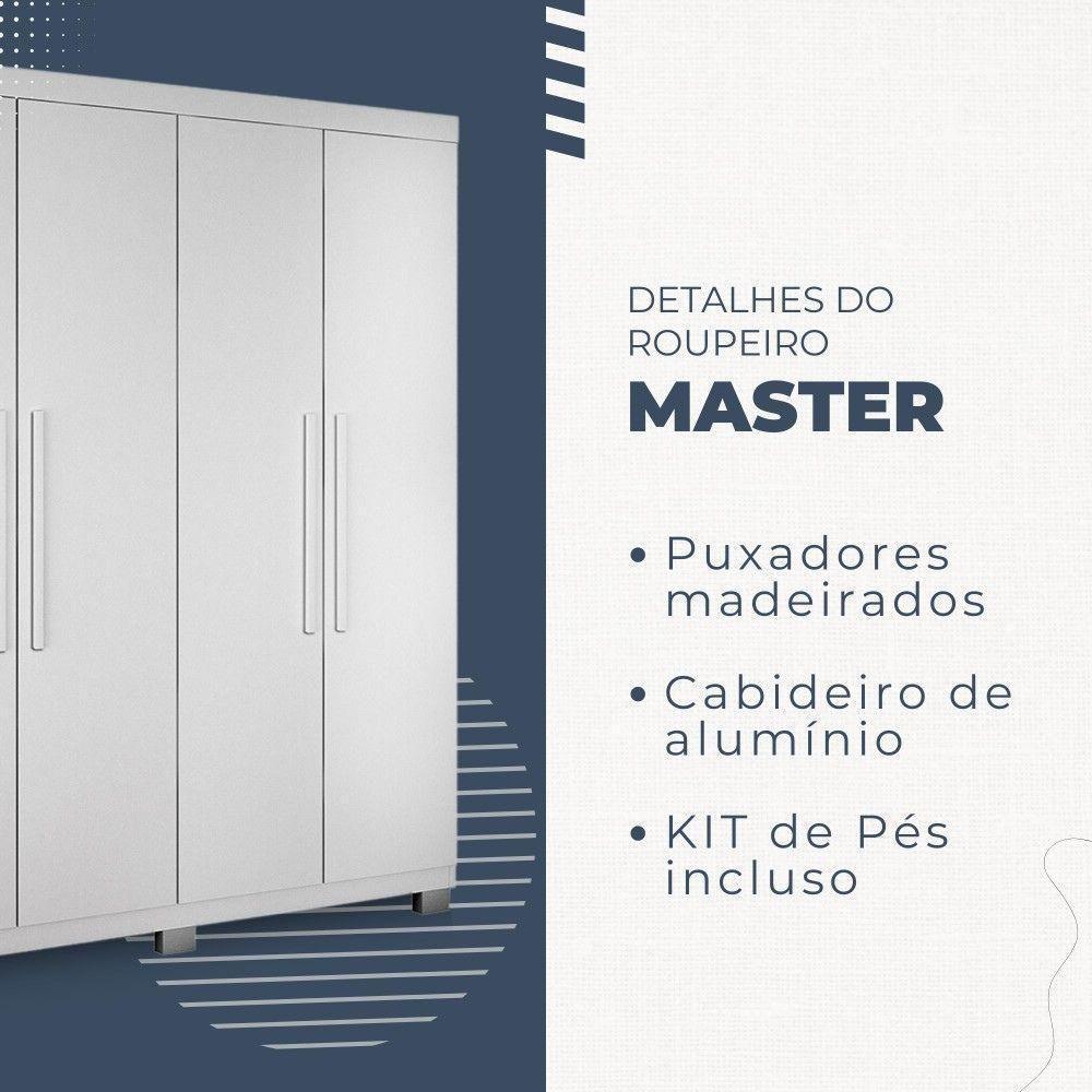 Guarda Roupa Master 4 Portas 3 Gavetas Benetil Branco - 4