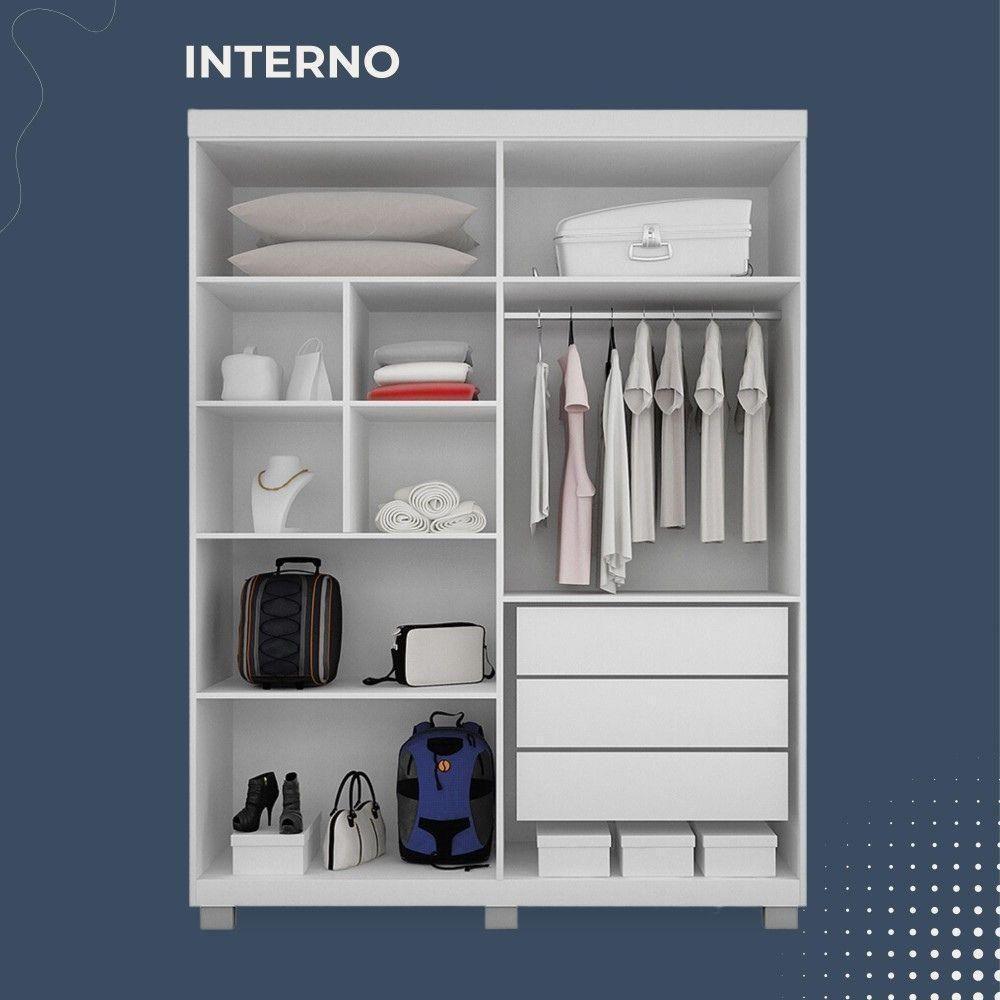 Guarda Roupa Master 4 Portas 3 Gavetas Benetil Branco - 6