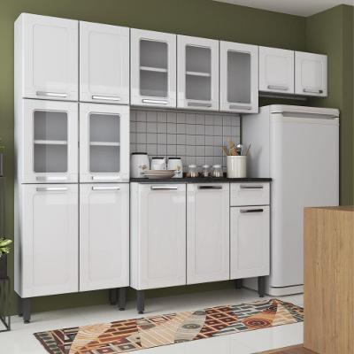 Cozinha Completa De Aço Balcão 3 Portas, Paneleiro E 2 Armários Aéreo Multipla Bertolini Branco Branco