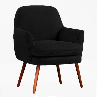 Poltrona Selena Suede Preto Pés Palito Castanho C05 - D'rossi