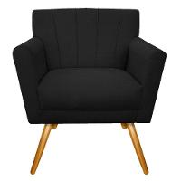 Kit Diva Recamier Vanessa 185cm Lado Esquerdo E 01 Poltrona Laura Suede Cor Preto