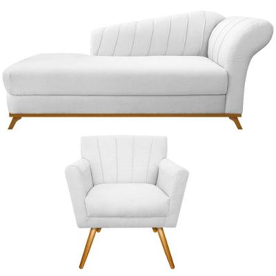 Kit Diva Recamier Vanessa 185cm Lado Esquerdo E 01 Poltrona Laura Suede Cor Branco