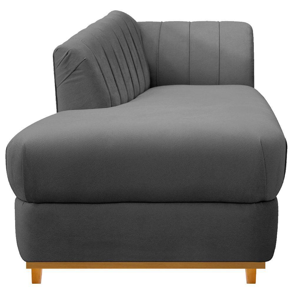 Kit Diva Recamier Vanessa 185cm Lado Esquerdo E 01 Poltrona Laura Suede Cor Cinza - 6