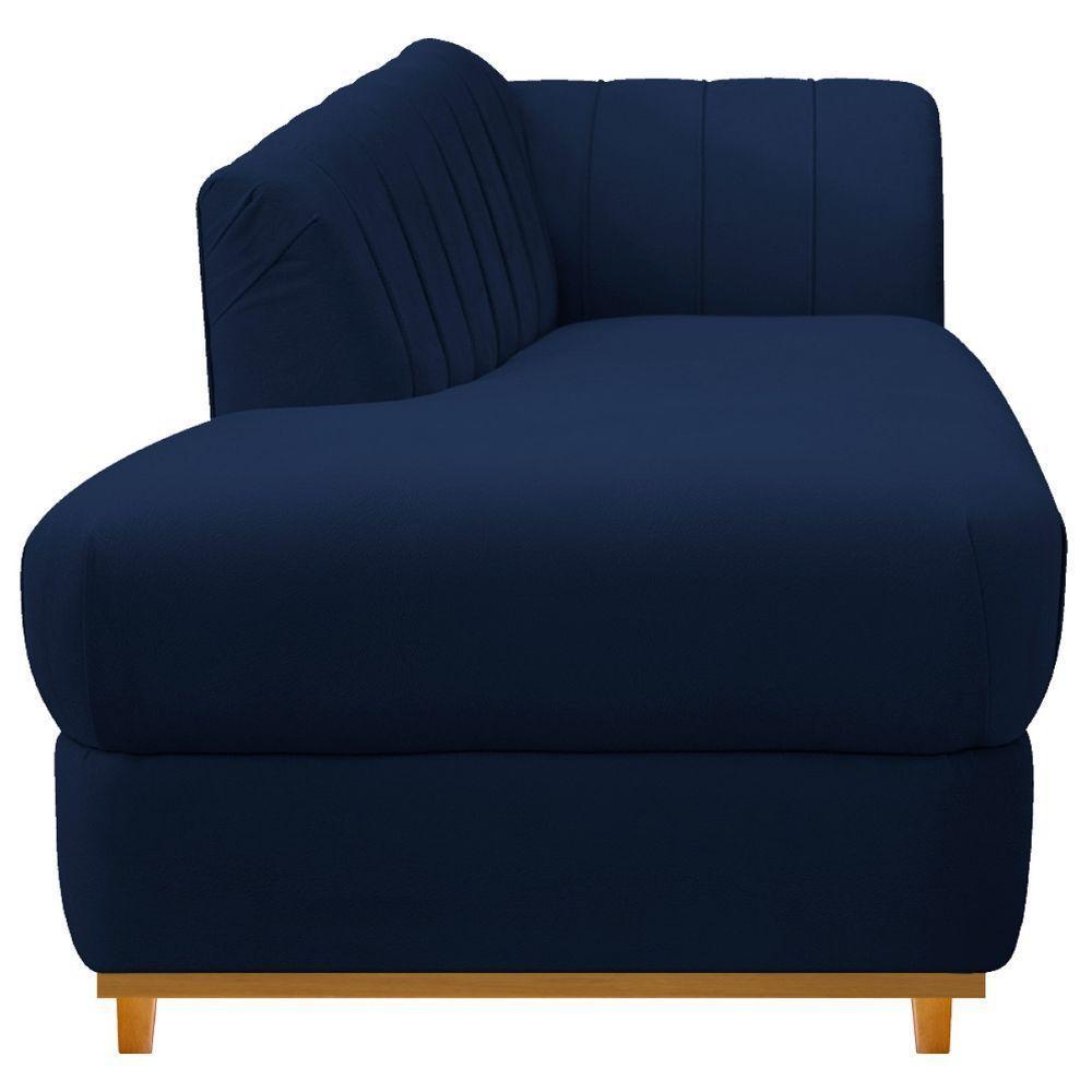 Kit Diva Recamier Vanessa 140cm Lado Esquerdo E 01 Poltrona Laura Suede Cor Azul Marinho - 2
