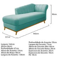 Kit Diva Recamier Vanessa 160cm Lado Esquerdo E 01 Poltrona Laura Suede Cor Azul Tiffany - 7