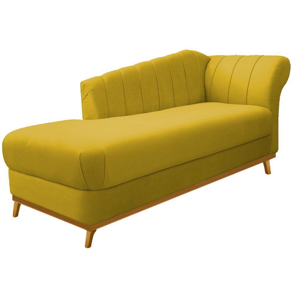 Kit Diva Recamier Vanessa 140cm Lado Esquerdo E 01 Poltrona Laura Suede Cor Amarelo - 4