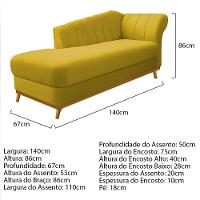 Kit Diva Recamier Vanessa 140cm Lado Esquerdo E 01 Poltrona Laura Suede Cor Amarelo - 8