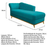 Kit Diva Recamier Vanessa 185cm Lado Direito E 01 Poltrona Laura Suede Cor Azul Turquesa - 2