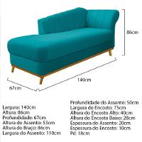 Kit Diva Recamier Vanessa 140cm Lado Esquerdo E 01 Poltrona Laura Suede Cor Azul Turquesa - 6
