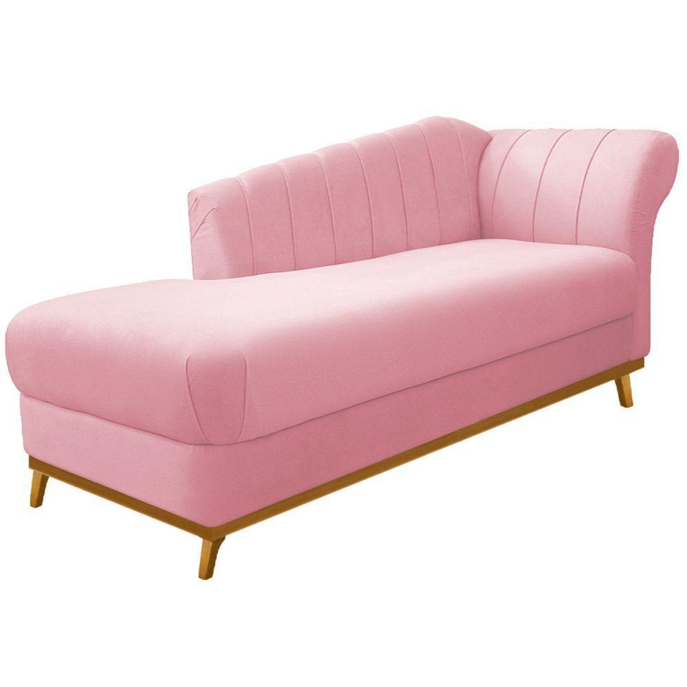 Kit Diva Recamier Vanessa 140cm Lado Esquerdo E 01 Poltrona Laura Suede Cor Rosa Bebê - 4