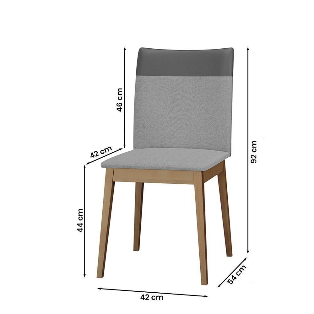 Conjunto 4 Cadeiras Cristal Linho Com Pés De Madeira Maciça Neblina/cinza Neblina/cinza - 4