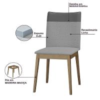 Conjunto 6 Cadeiras Cristal Linho Com Pés De Madeira Maciça Neblina/cinza Neblina/cinza - 3