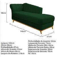 Kit Diva Recamier Vanessa 140cm Lado Direito E 01 Poltrona Laura Suede Cor Verde - 3