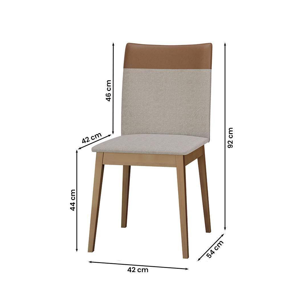 Conjunto 6 Cadeiras Cristal Linho Com Pés De Madeira Maciça Palha/caramelo Palha/caramelo - 2